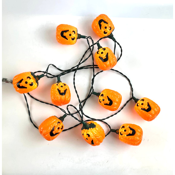 Blow Mold Halloween Pumpkin String Lights - Jack O' Lantern 6 Ft. - Picture 2 of 7